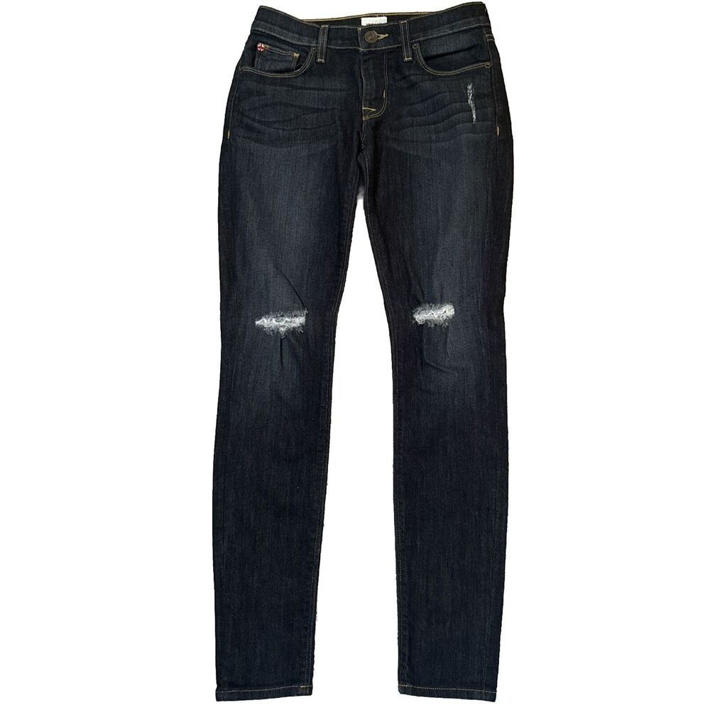 Hudson Jeans Womenβs 26 Dark Wash Krista Super Skinny Distressed